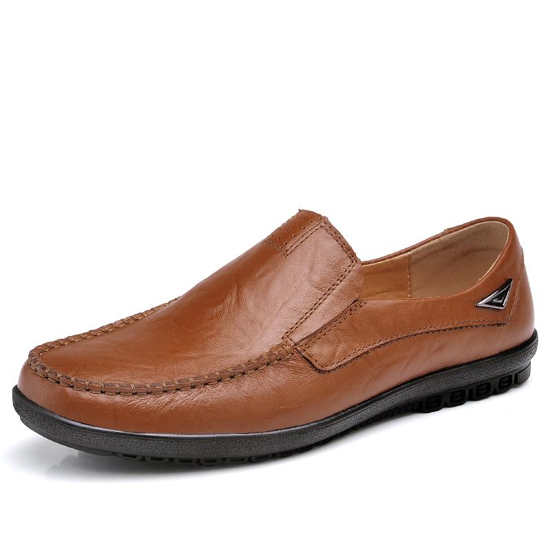 

Повседневная кожаная обувь для мужчин, летние туфли-лоферы без застежек, классические деловые туфли, удобные мужские туфли для вождения, формальные кожаные британские туфли 37 коричневый