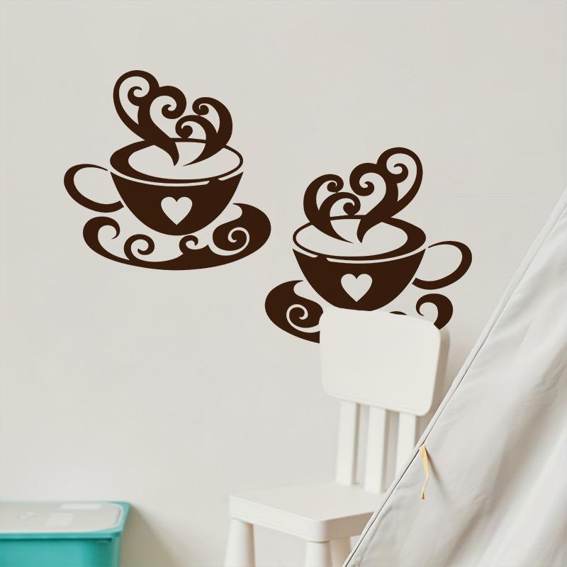 Coffee Cup Creative Wall Sticker Bedroom Living Room Restaurant Cafe Background Decorative Wall Sticker