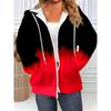 Felpa con cappuccio da donna taglie forti, con zip e sfumature, comoda, casual, manica lunga