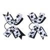 2pcs Soccer Bow Hair Ties Sporty Bow Cheer Ing Elastic Hair Bands Soccer Accessories for Girls Black
