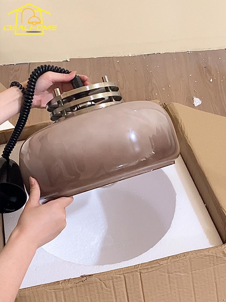 Medieval Wabi-sabi Cream Wind Glass Pendant Lights LED E27 Vintage Hanging Lamp Restaurant Kitchen Island Bedside Dining Room