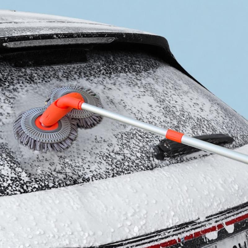 Long Handle Car Wash Mop with Soft Fiber Head for Rooflines, Windshields, Body Panels, Regular Vehicle Washing, and Easy Storage Tasks