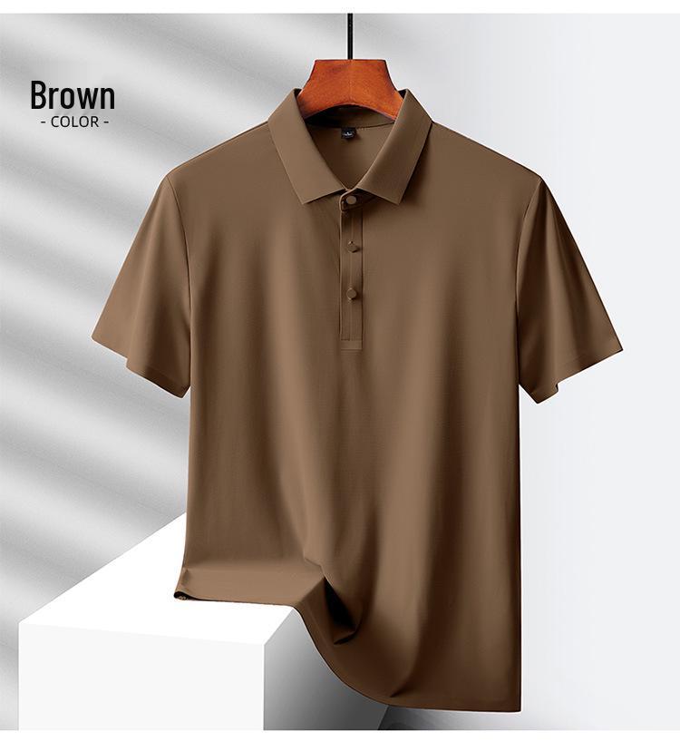 Custom Logo Quick-Dry Seamless Polo: Summer Ice Silk Cool Feel Lapel Short Sleeve Work Shirt