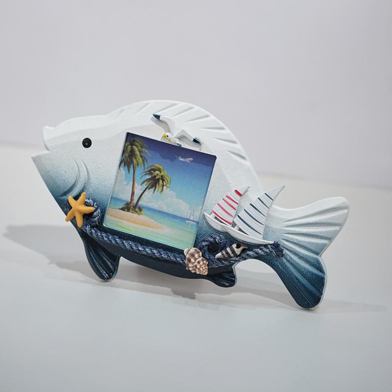 Holz Seestern Fisch Steuermann Fotorahmen im mediterranen Stil Desktop Dekoration Bar Kindergarten Fotowand Dekoration