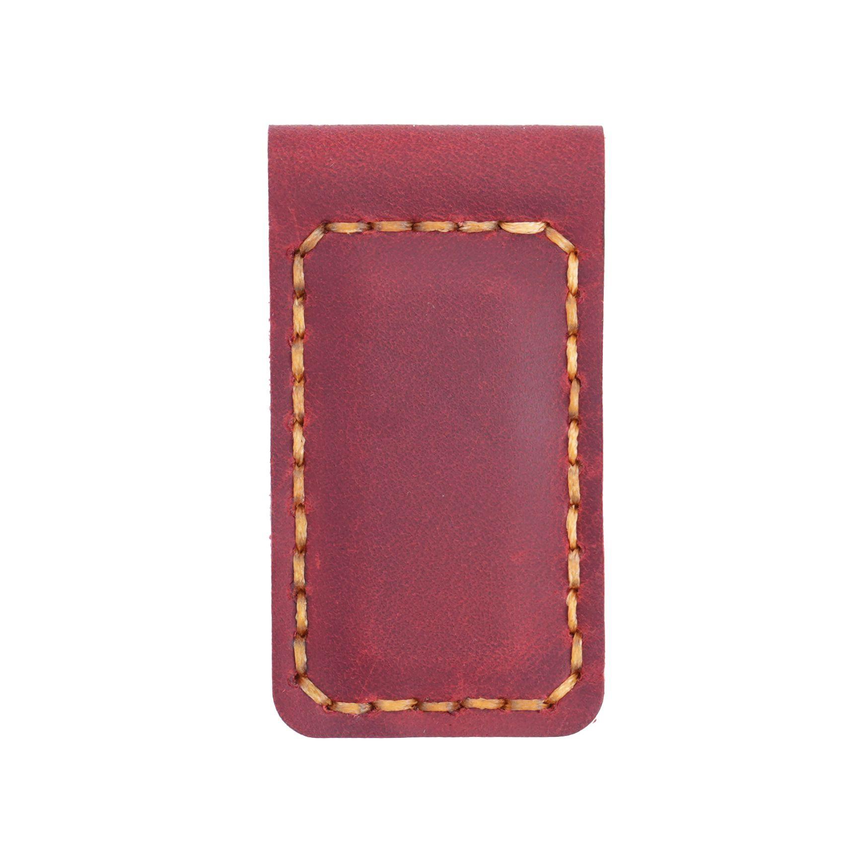 

First layer cowhide magnetic banknote clip creative mad horse leather retro magnetic bookmark clip hand-sewn stationery clip
