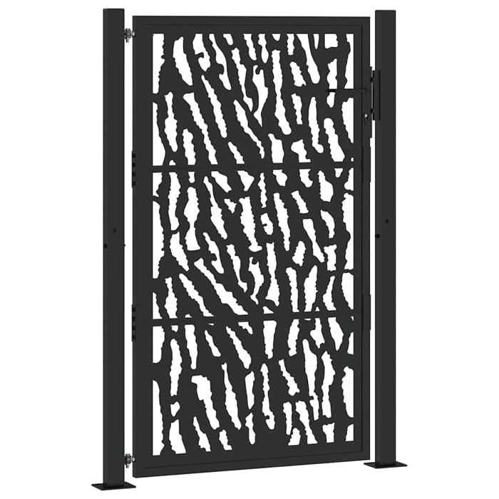 VidaXL Portail de jardin noir 105x155 cm acier conception de tracés, porte de clôture, porte extérieure, porte en métal, 4100981