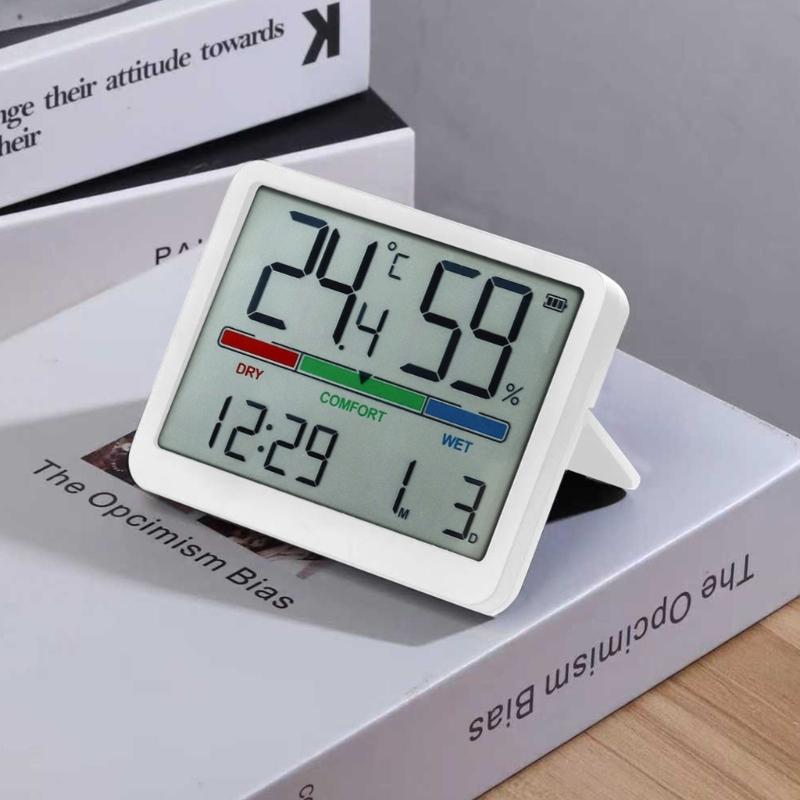 Alarm Clock with Humidities Date Digital Clock Large Display Battery Operated Desk Clocks for Bedroom,Livingroom,Office