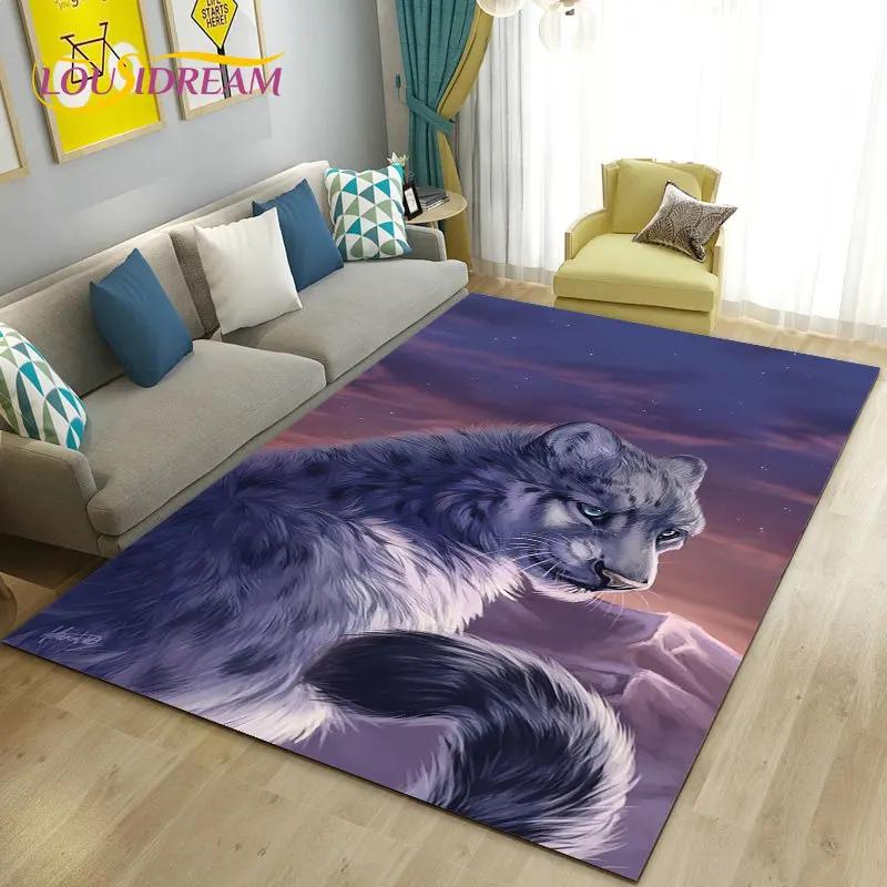 3D Cartoon Dier Luipaard Jachtluipaard Gebiedskleed Tapijt voor Woonkamer Slaapkamer Speelkamer Sofa decoratie huis Antislipkleed Vloermat Zacht