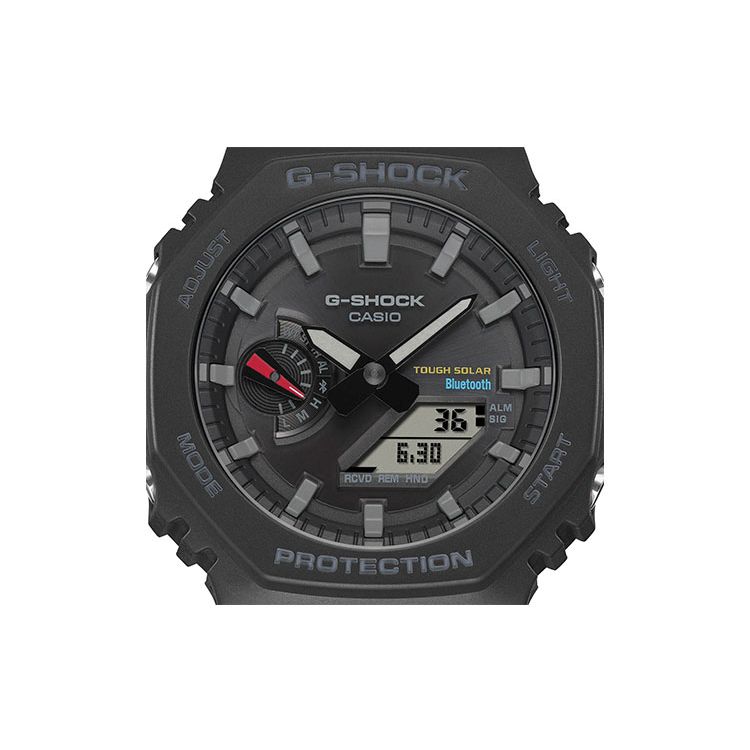 Casio G-Shock Classic Octagonal Carbon Fiber Core Protective Dual Display Sports Quartz Watch Resin Strap Unisex watches Black GA-B2100-1APR