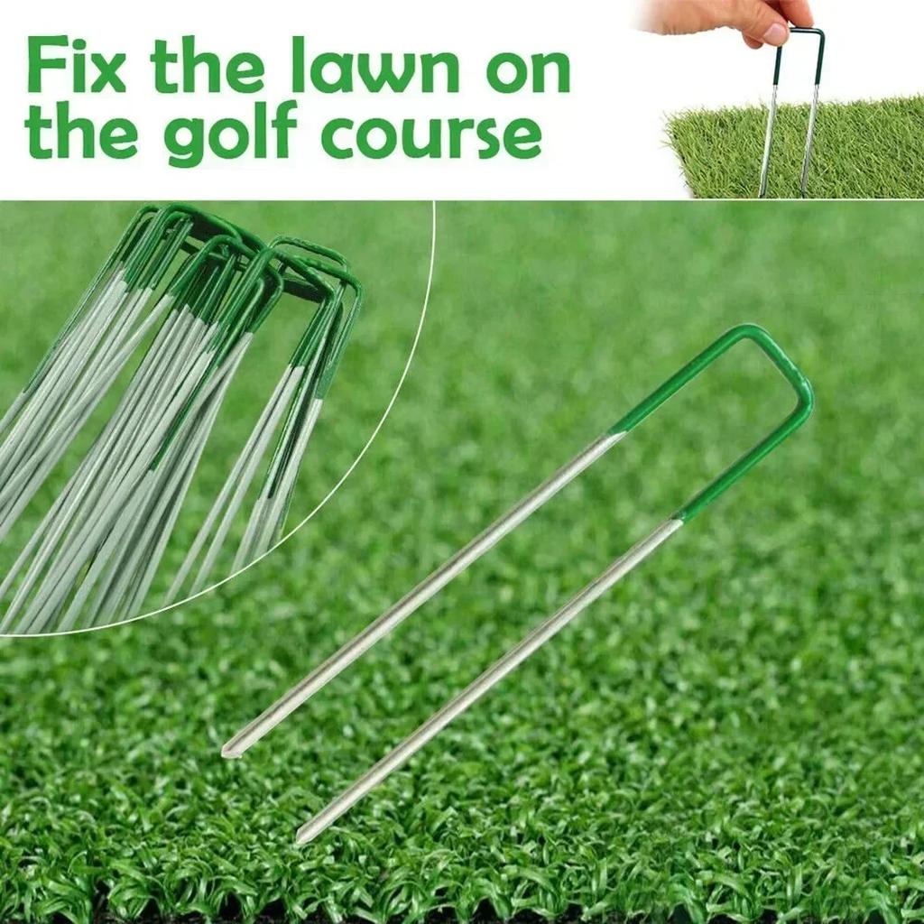 20pcs Garden Stakes Galvanized Landscape Staples U-Type Turf Staples For Artificial Grass Rust Proof Sod Pin Stake Lawn Pegs Mat