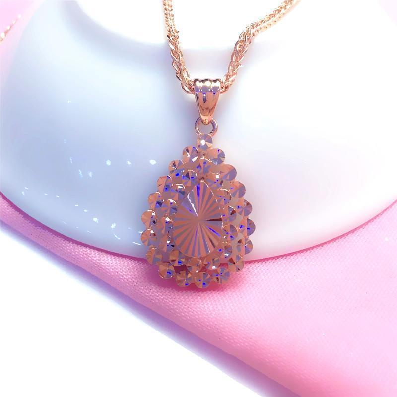 Фиолетовый Позолоченный Розовое Золото Изысканный Модный Лазерный Блестящий Капля Воды Ожерелье Цепочка на Ключицы