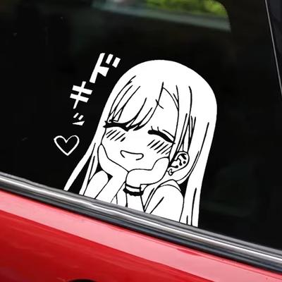 18x17cm Cute Anime Girl Car JDM Sticker Auto Body Bumper Windows Motorcycle Laptop Walls Vinyl Film Decal Car Tuning Accessories