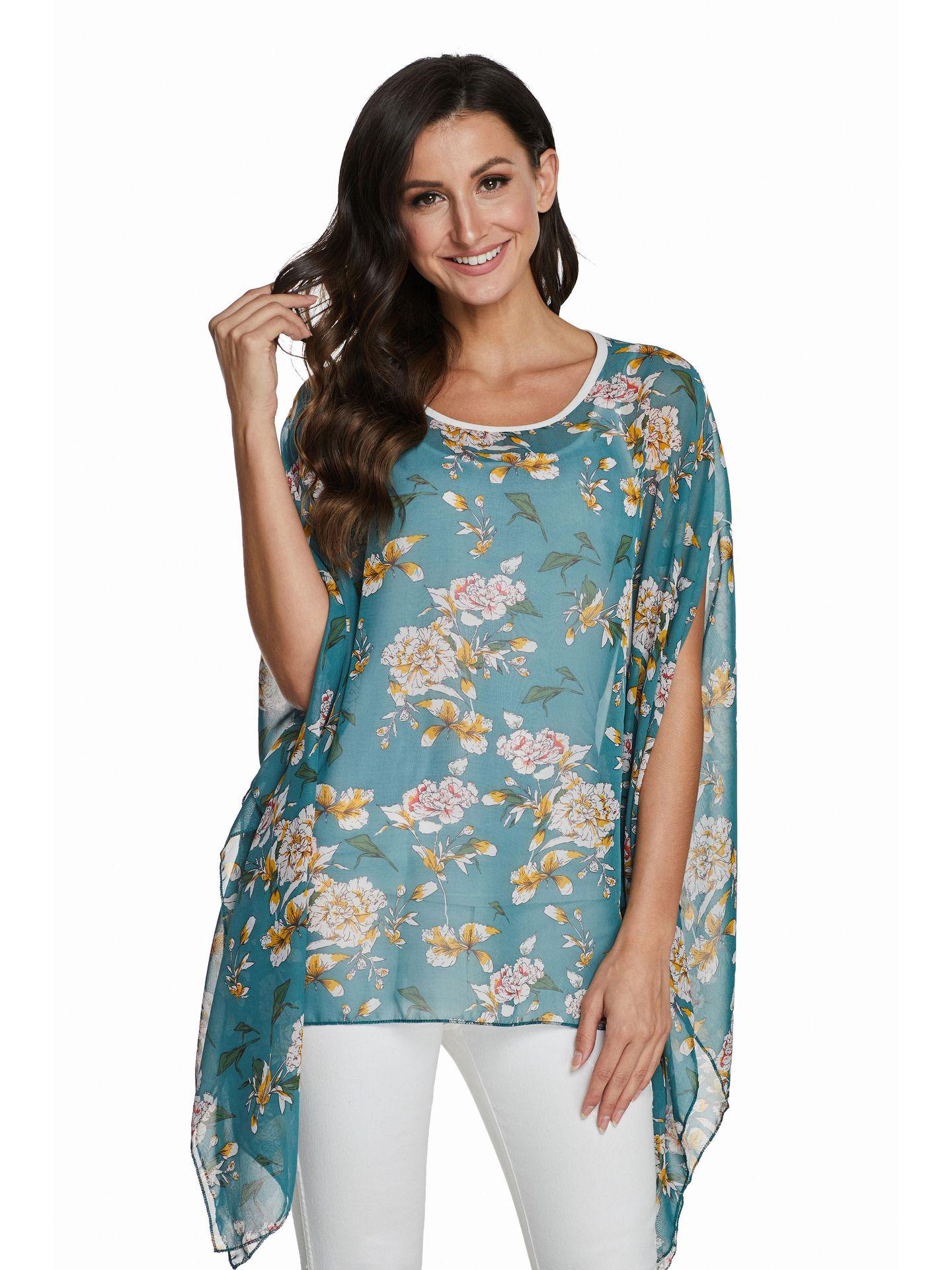 

Европейская и американская шифоновая рубашка «летучая мышь» больших размеров для женщин One Size