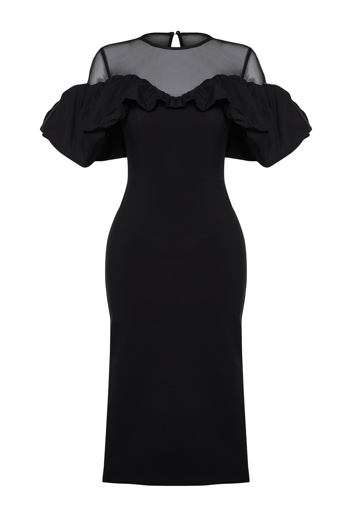 

Женское модное вечернее платье с коротким рукавом, мини-черное элегантное элегантное вечернее платье с тканым воротником