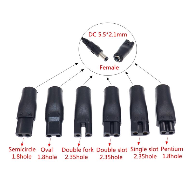 DC Power Plug 5.5 x 2.1mm Male To C8 Tail Female Adapter Connector Cable Conversion Plug for Shaver Hair Clipper