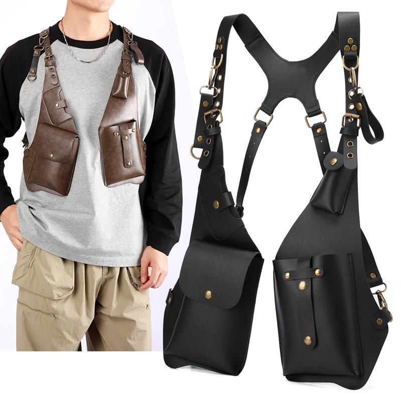 Herren Vintage Rucksack mit Unterarm-Crossbody und Multifunktioneller Einzel-Schultertasche für den Außenbereich