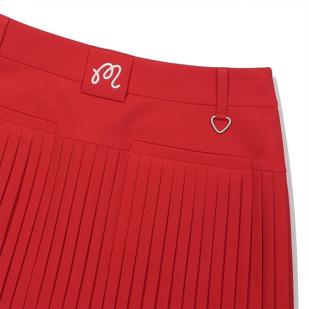 MALBON GOLF Wide Waistband Fine Pleated Skirt Red (Woman)