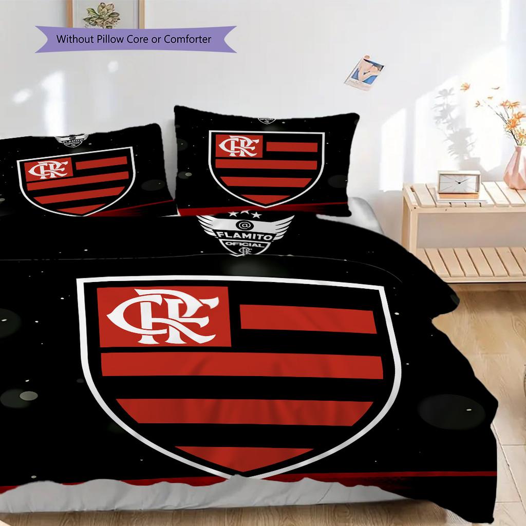 Flamengo logo Vzor Povlečení Přikrývka Sada Povlak na přikrývku Povlak na polštář Domácí dekorace Dárek k narozeninám (1 * povlak na peřinu + 2 * povlak na polštář, bez jádra)