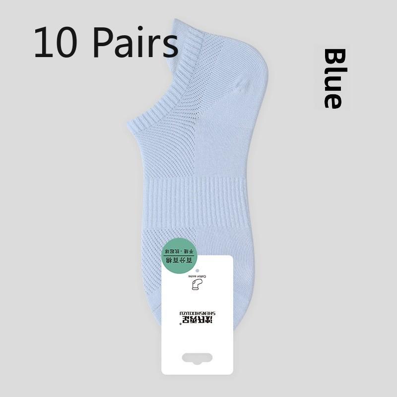 10 Pairs Women's Summer Socks Breathable Anti-ball Mesh Women's Boat Socks Short Socks Boneless Cotton Socks