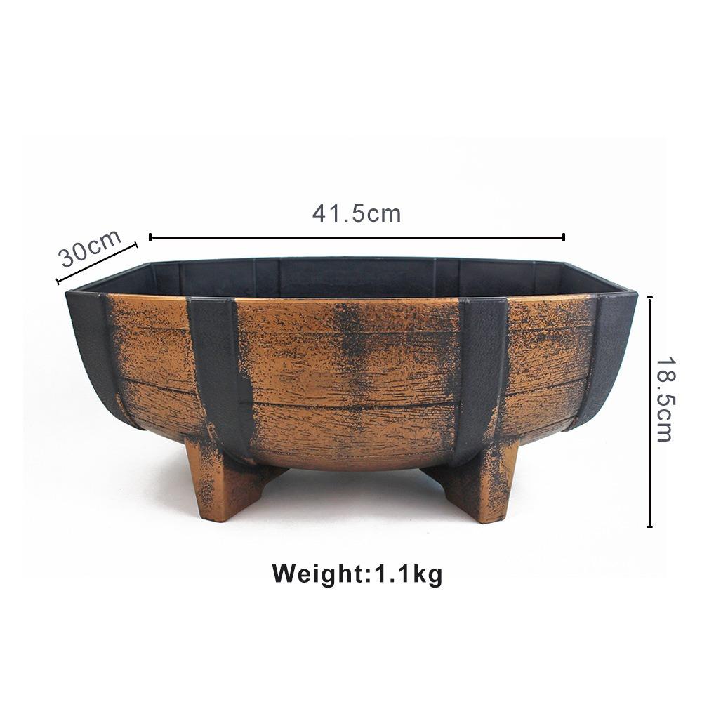Creative Gardening Plastic Imitation Barrel Flower Pot Half Barrel Flower Planter