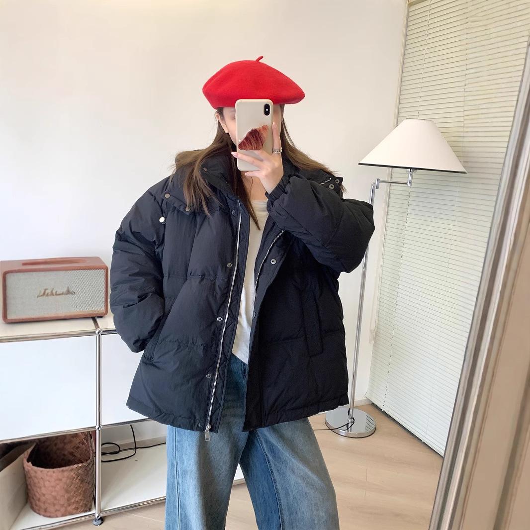 

Lizhiqi Women s 2024 Winter White Duck Down Hooded Jacket - Loose Fit, Petite, Thickened Coat 240852 Large (recommended 120-135 jin) чорний