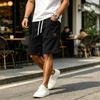 Men's Casual Corduroy Drawstring Shorts with Front Patch Pockets and Elastic Waistband Suitable for Everyday Wear and Outdoor Activities