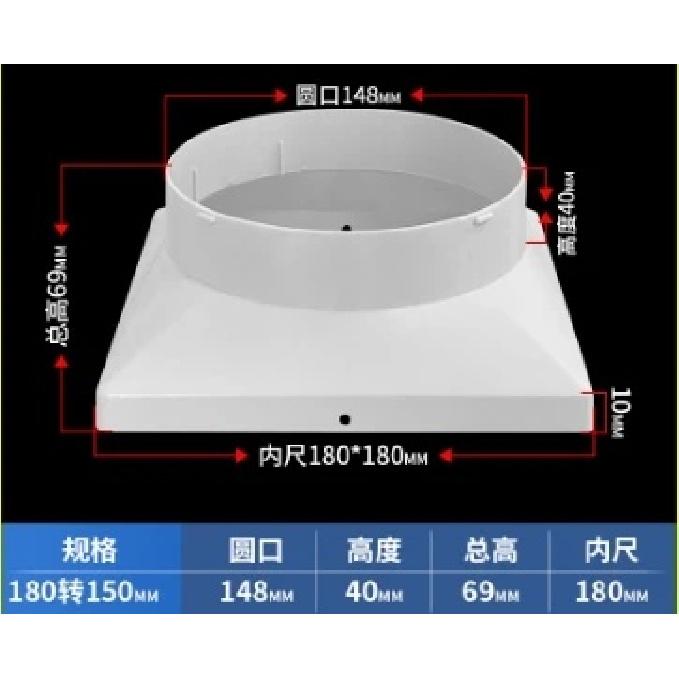 Air Conditioner Exhaust Hose Pipe Adapter Plastic Interface Connector Square To Round Air Duct Adapter 1PCS