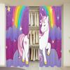 2 Stück, niedliche Regenbogen-Einhorn-Vorhänge für Mädchen - halbverdunkelnd - geeignet für Wohnzimmer, Schlafzimmer, Küche, Heimdekoration