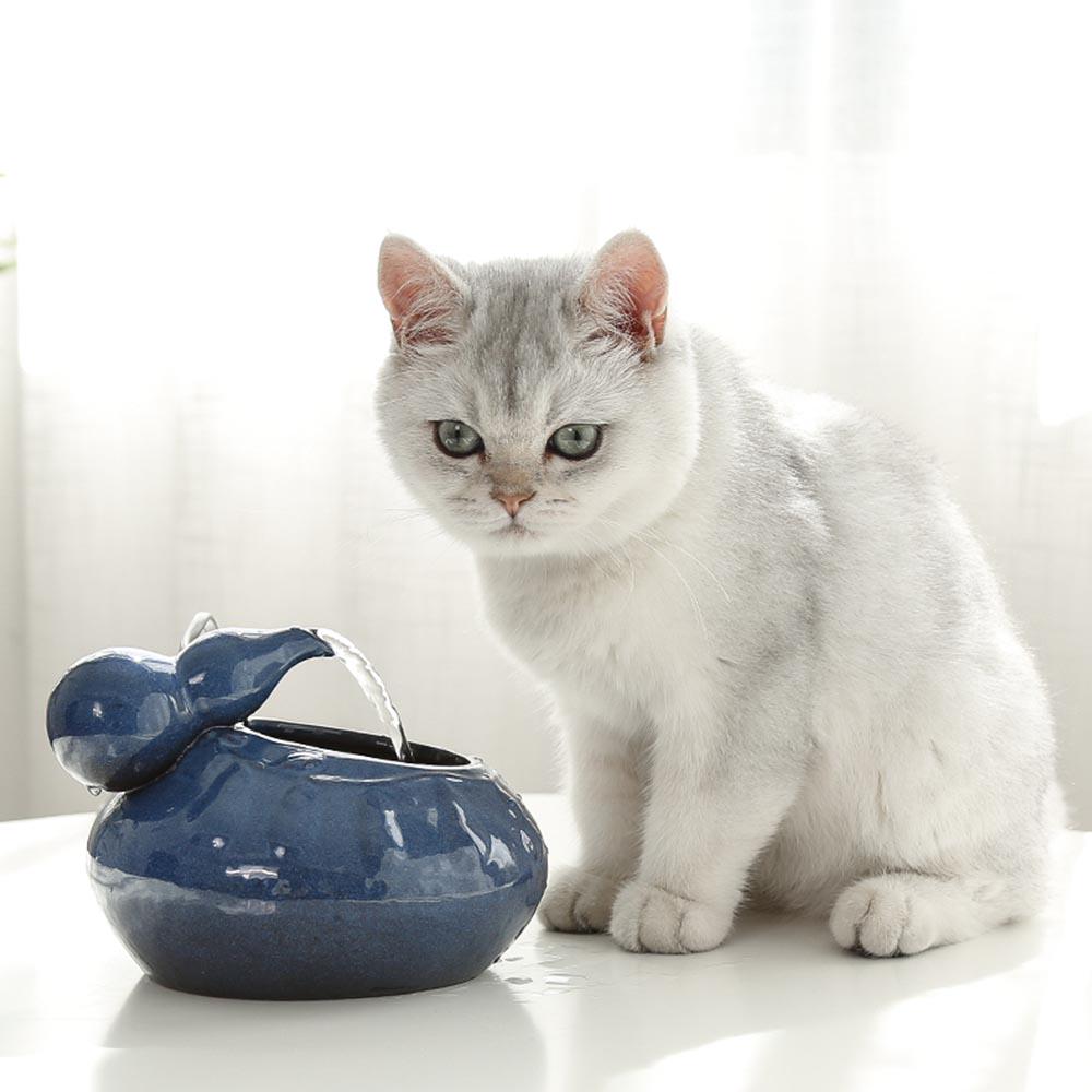 Pet Water Fountain 500ml Ceramic Gourd Shape Cat Water Dispenser with Noise Reduction Pump