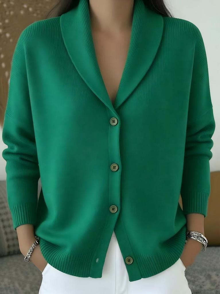 European & American Button Knit Lapel Sweater Cardigan - Autumn/Winter New Style, Solid Color (In Stock).