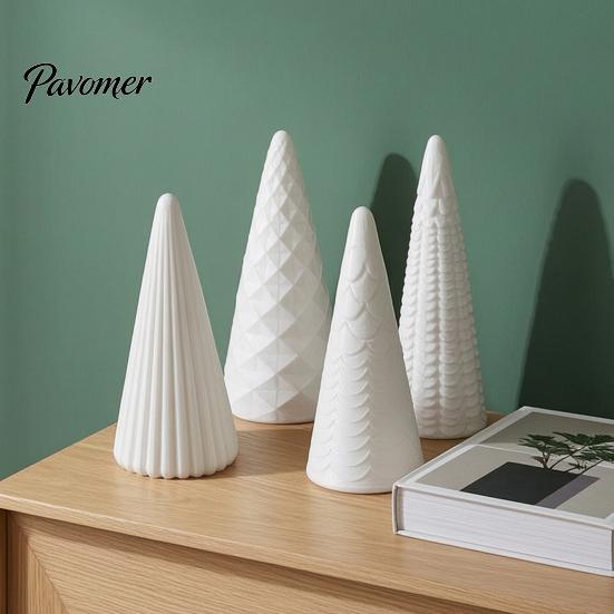 Desktop Holiday Ornaments 5Pcs Illuminated Christmas Tree With/No LED Lights, Nordic Style Luminous Modern Minimalist Home Tabletop Ornaments,