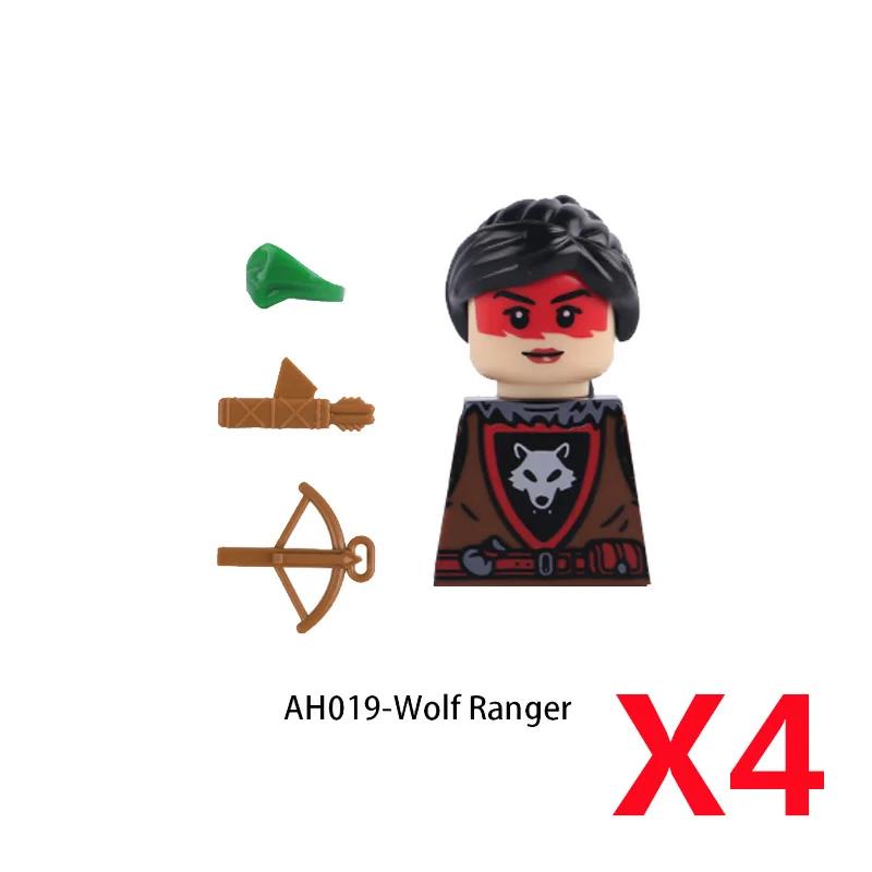 Medieval Castle MOC Building Blocks Wolf Warriors Soldier Figure Crusader Knights Horse Flag Vests Shield Weapon Toys Gifts T022