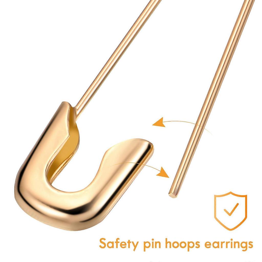 2Pairs Safety Pin Earrings for Decor Assorted Color Alloy Design