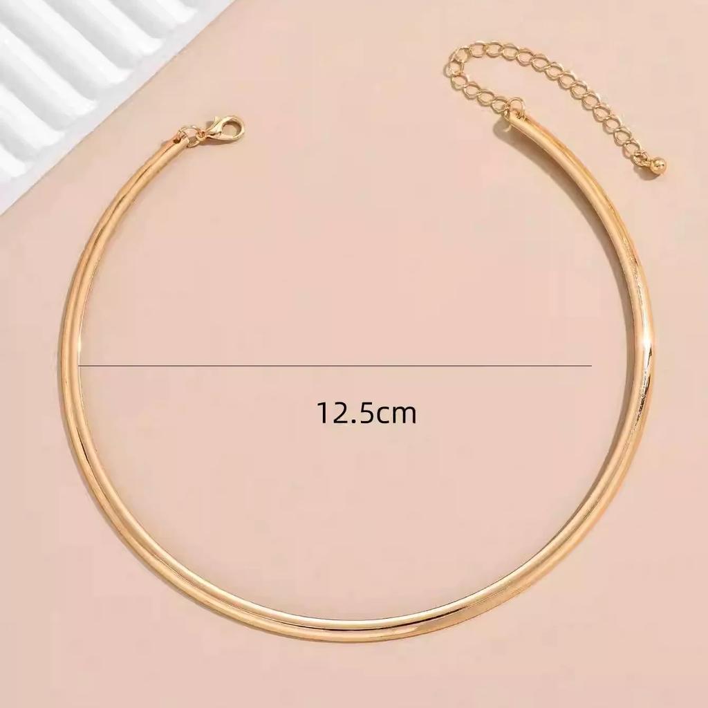 European and American Cross-border Supply Fashion Necklace Accessories Women's Gold Glossy Collarbone Chain Collar Light Luxury High-end Neck Jewelry