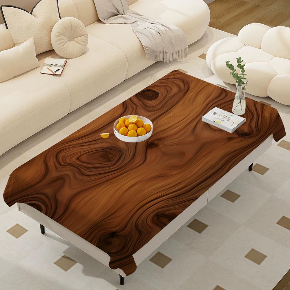 Beautiful Wood Rectangular Tablecloths Washable Wedding Party Kitchen Dining Living Room Birthday Decoration Table