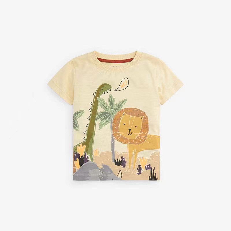

Beige Lion Baby Half Sleeve Cartoon Casual Summer Dress Apricot 2t/90 Size Recommended Height 80-90cm