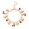 Charm Cherry Bracelet Metal Strawberry Love Heart Pearl Bracelet Ladies Temperament Fruit Chain Fashion Zircon Gift