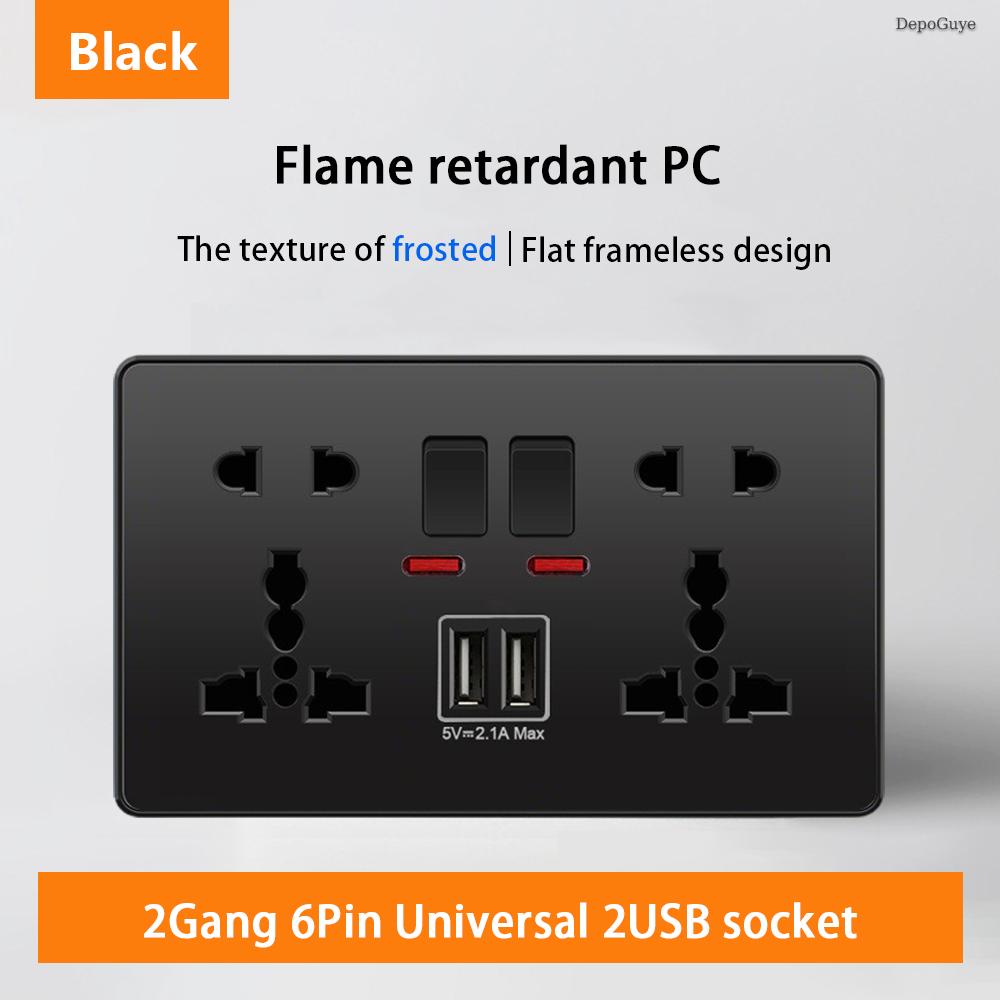 18W Type-C Plug Quick Charging Universal 5-pin Dual Power Socket,UK Standard 13A Wall Socket with DC 5V 3.1A Type-c USB Charger