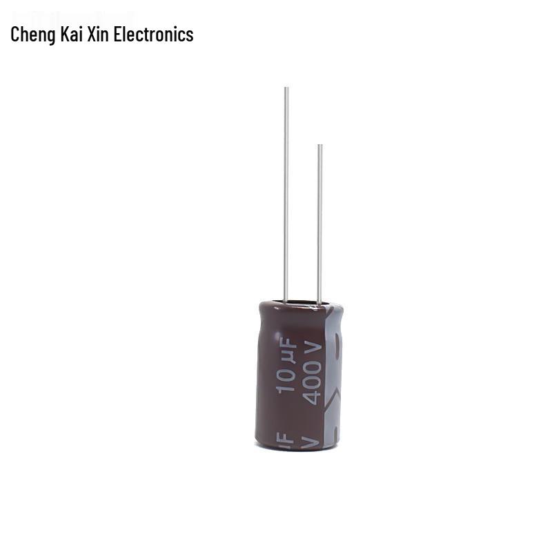 High-Frequency 400V 10µF 10x17mm Brown Aluminum Electrolytic Capacitor - Lightning Surge Resistant, PET Material