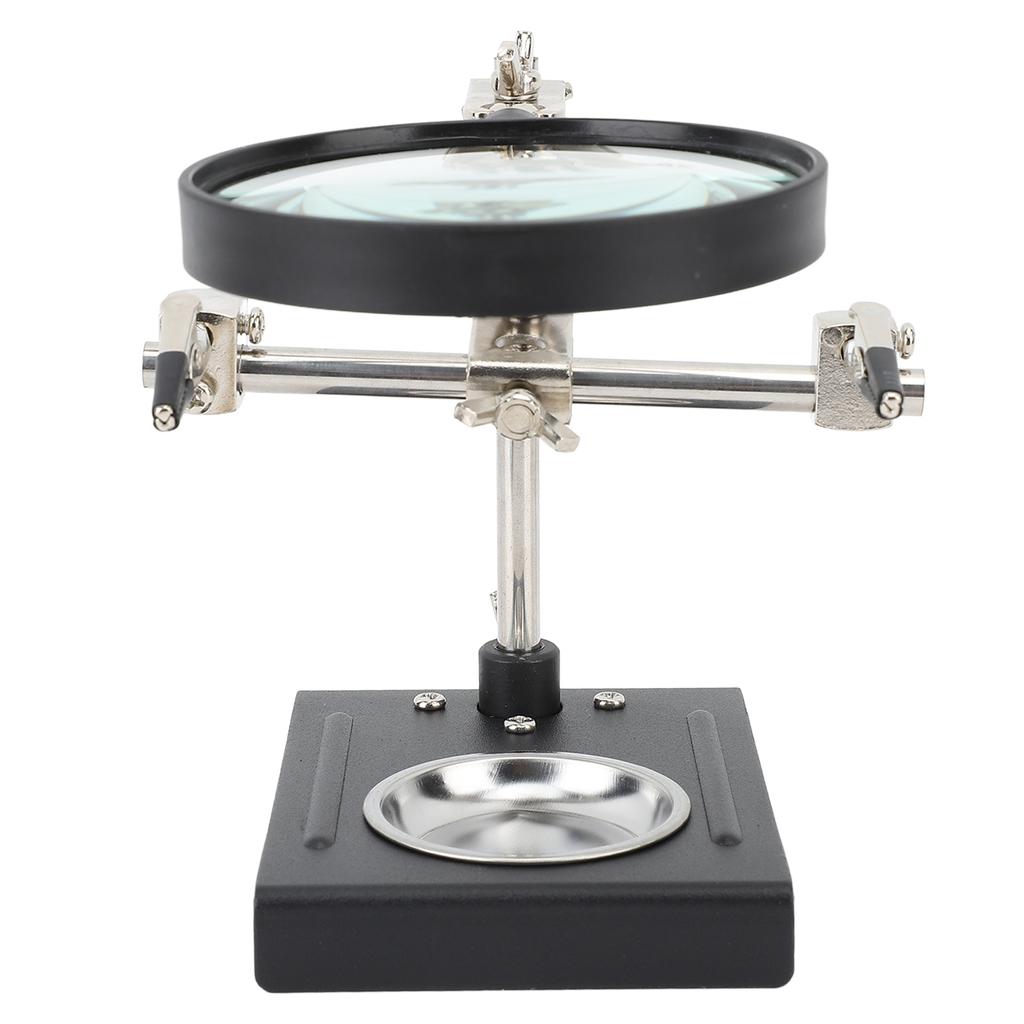 6X Magnifier with Auxiliary Clip Magnifying Glass Holder Third Hand Soldering Station for DIY Electronics and Repair