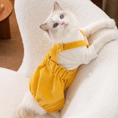 Corduroy Puppy Dog Clothes Autumn and Winter Thermal Overalls Medium and Small Dog Four-legged Clothes Small Dog Clothing