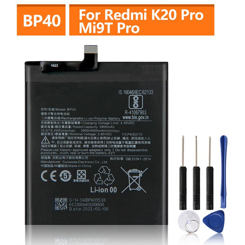 Batería de repuesto BP41 BP40 para Xiaomi Redmi K20 Pro Mi 9T Pro Mi9T Redmi K20Pro batería recargable Premium 3900mAh