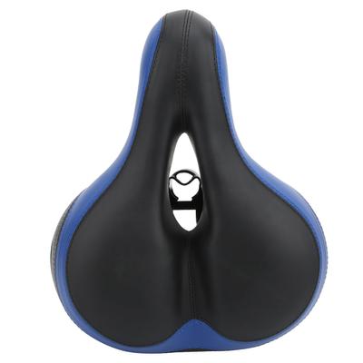 Bike Saddle Microfiber Leather HollowCarved Shock Absorber Mountain Bike Saddle Seat(Black Blue )