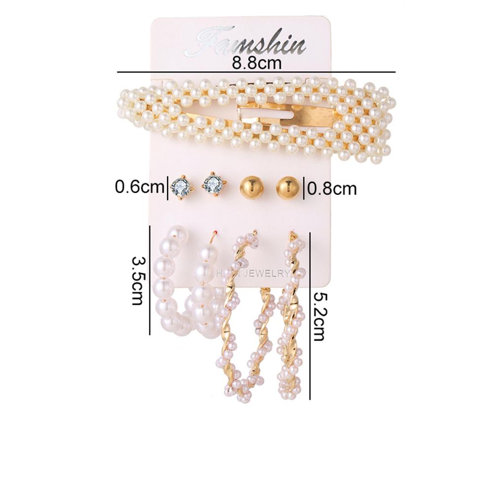 Retro Elegant Hoop Earrings Set for Women Temperament Zircon Stud Earrings Jewelry Set Gift