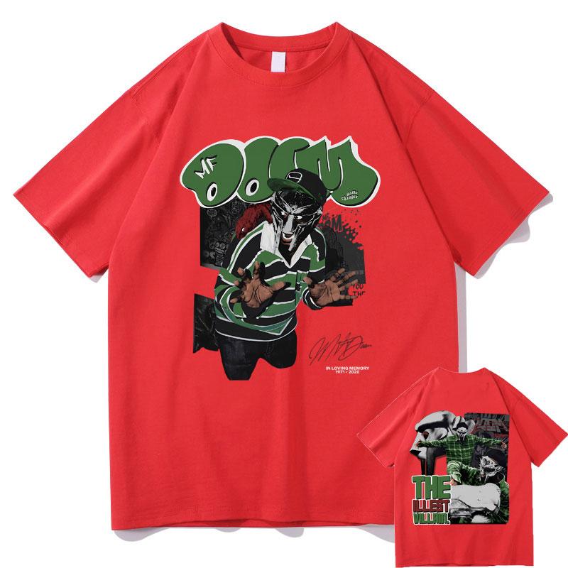 Rapper Mf Doom Madvillainy The Illest Villains Double Sided Print Tshirt Men Fashion Oversized Tshirt Male Hip Hop Trend Tees