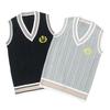 JK Women's V-Neck Embroidered Student Vest for Autumn/Winter - British Style School Uniform Sweater Knitwear