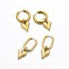 Classic Stainless Steel Chic Heart Pendant Hoop Earrings For Women Gold Copper Color Huggie Ear Buckle Fashion Daily Zircon