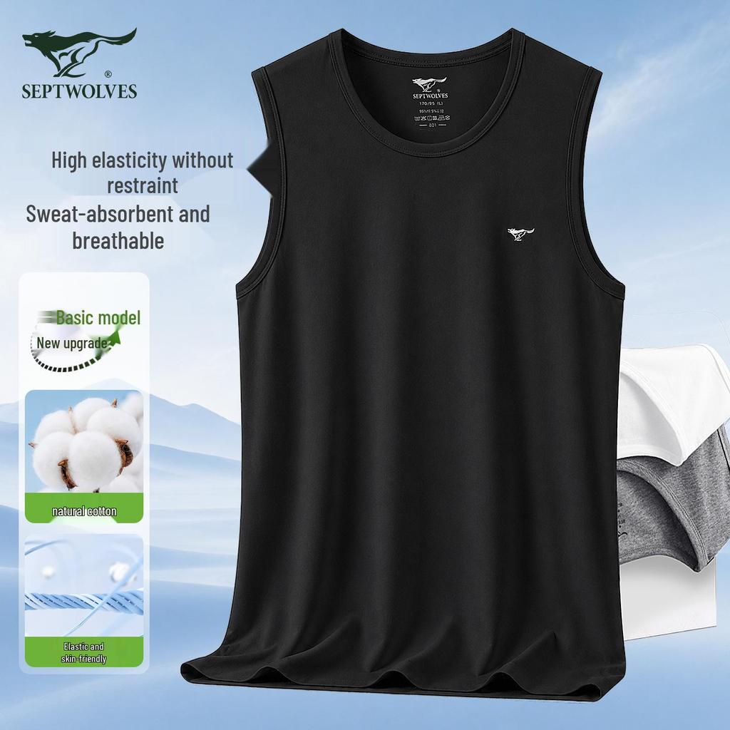 Septwolves Men's Pure Cotton Elastic Sports Vest - White