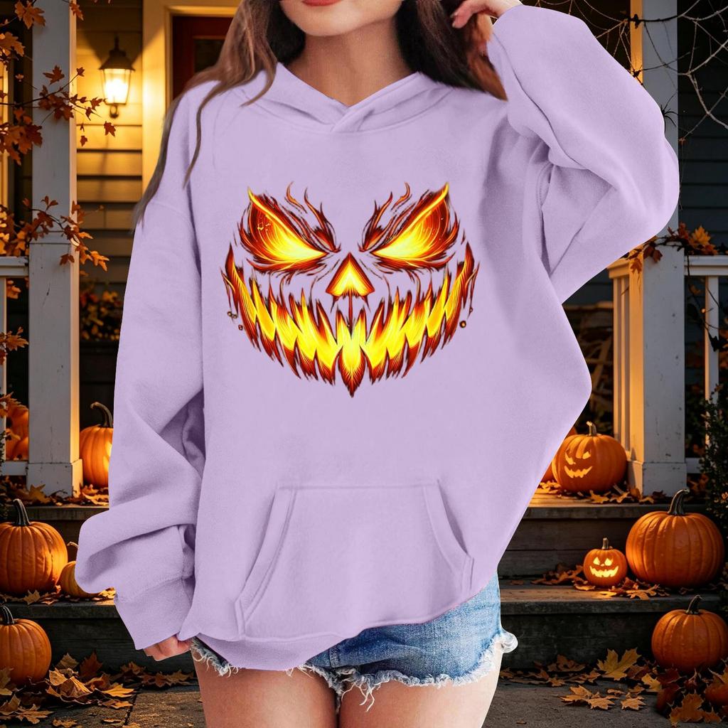 Kinder Halloween Kapuzenpullover mit Aufdruck Lässiger lockerer Pullover für Jungen Mädchen Party und Alltag