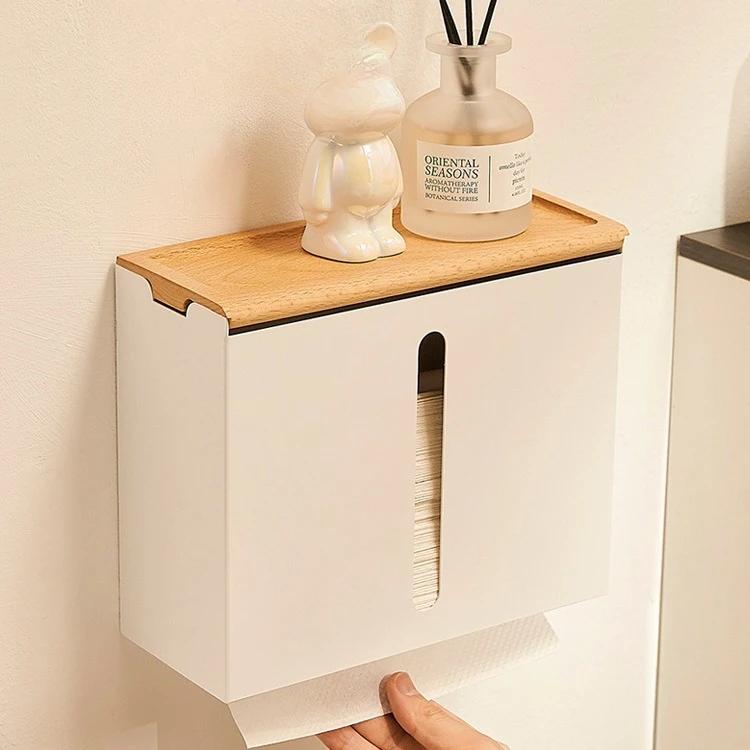 Wooden Tissue Box Napkin Holder Cover, Toilet Paper Handkerchief Case, Wood Home Wipe Organizer, Bathroom and Kitchen